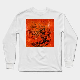 Old and Ancient Tree - Orange Red Long Sleeve T-Shirt